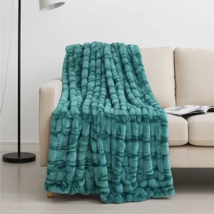Teal Sherpa Faux Fur Luxury Throw Blanket